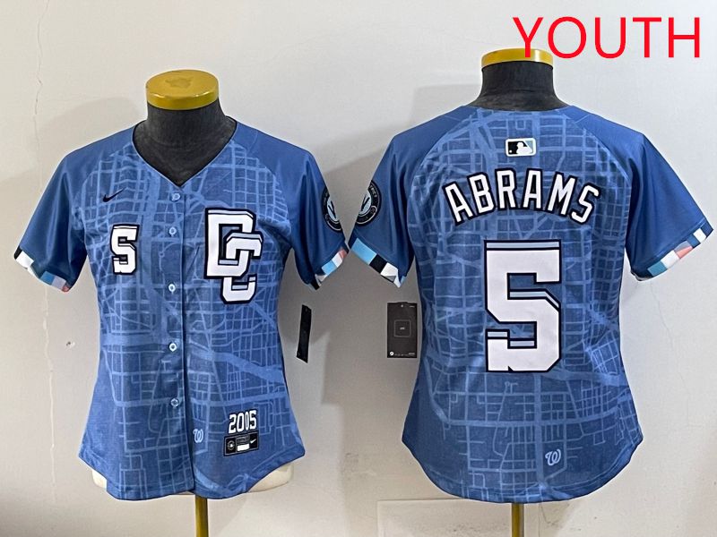 Youth Washington Nationals #5 Abrams Joint Name 2025 Nike MLB Jersey style 7->youth mlb jersey->Youth Jersey